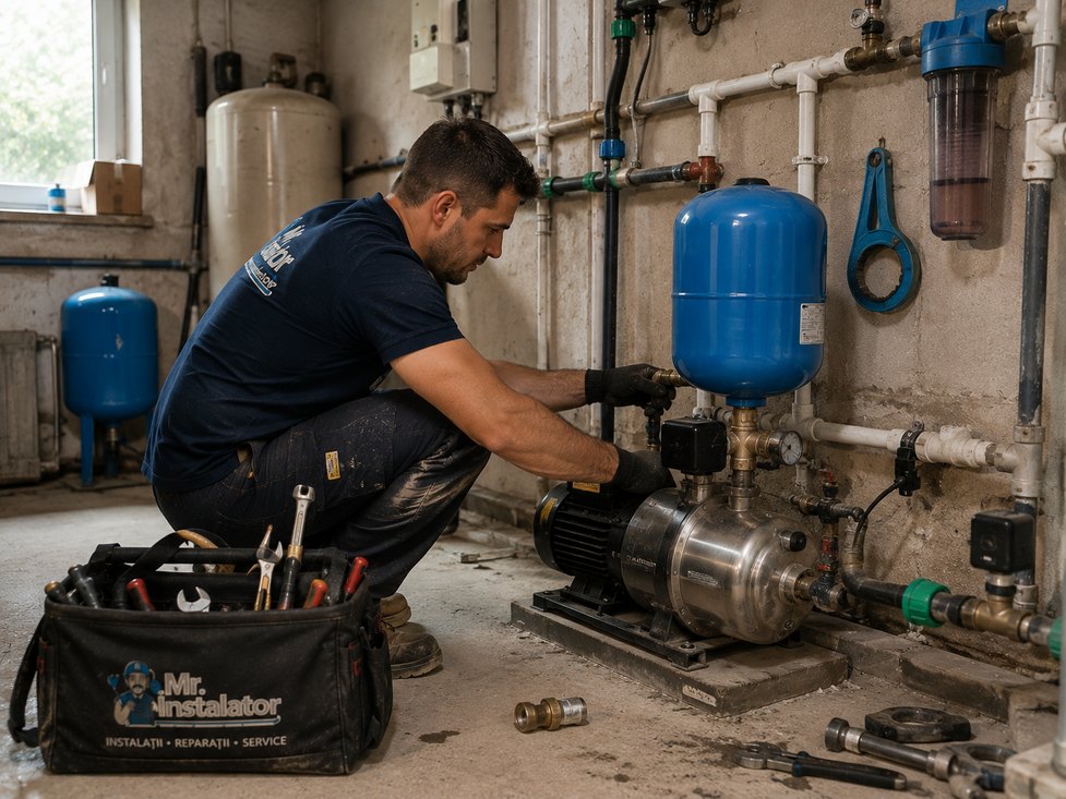 Înlocuire hidrofor domestic cu vas de expansiune într-o gospodărie din București