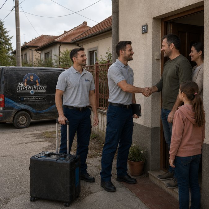 Echipa Mr. Instalator sosită la client în București pentru urgență